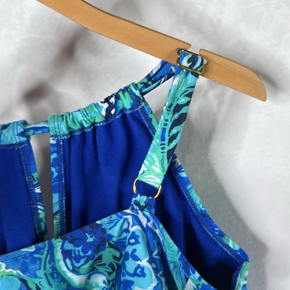 Lauren Ralph Lauren Tankini‎ Swimsuit Top Blue Paisley Pattern Women’s Size 18 W